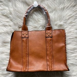 Faux leather hand bag w/ crossbody strap
